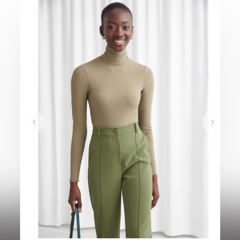 & Other Stories fitted lettuce edge turtleneck top